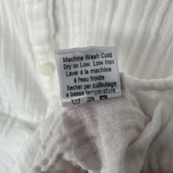 Stark x Cotton Gauze Pocket Button Down Shirt in White Size Medium Collared - Picture 8 of 8